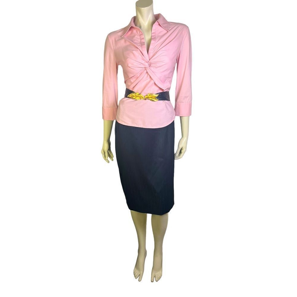 Escada by Margaret Ley Skirt Black w/ Tonal Vertical Stripes Sz. 40/US 8/10